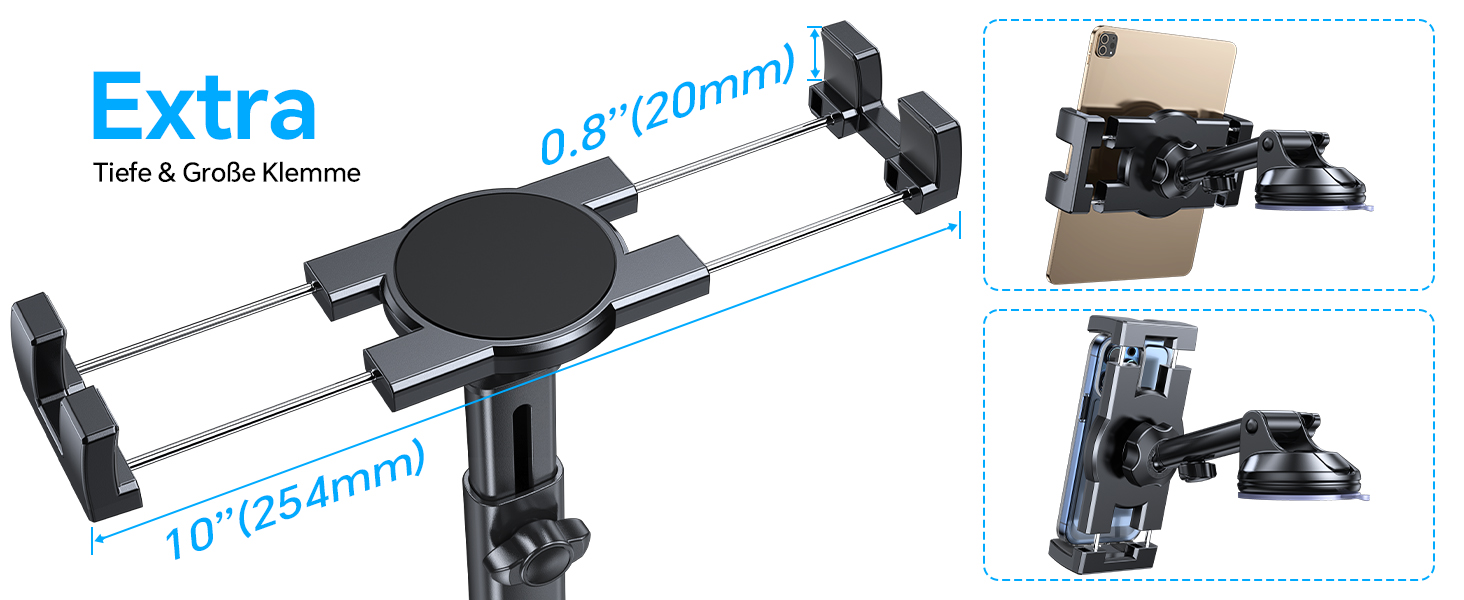 Тримач для планшета Coolpow в авто, універсальний, 360° обертання, для iPad/Samsung Tab/Switch, чорний