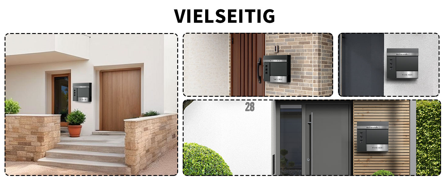 Поштовий ящик Anthrazit з гравіюванням, персоналізований, нержавіюча сталь, з відділенням для газет та замком (2 ключі) | Поштовий ящик з іменним шильдиком та номером будинку