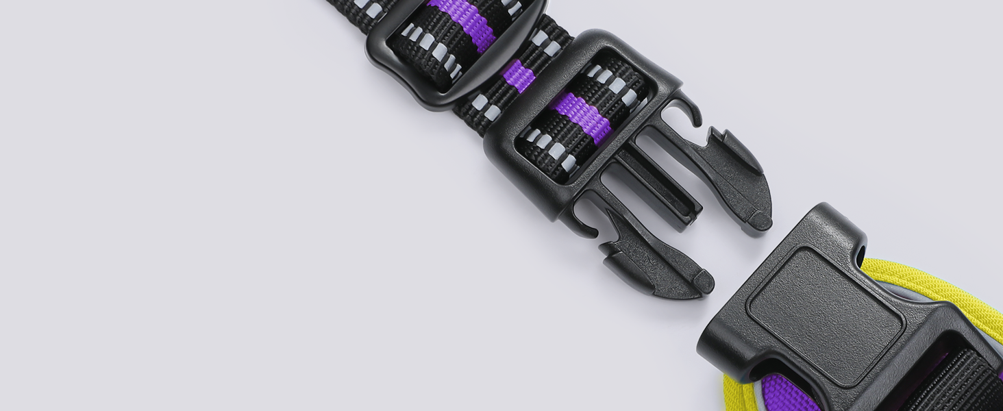 Нагрудник для собак Rabbitgoo середнього розміру, анти-тяга, регульований, для великих собак, дихаючий, зі світловідбиваючими смугами, безпечне керування, L (фіолетовий+жовтий, упаковка з 1 шт.)