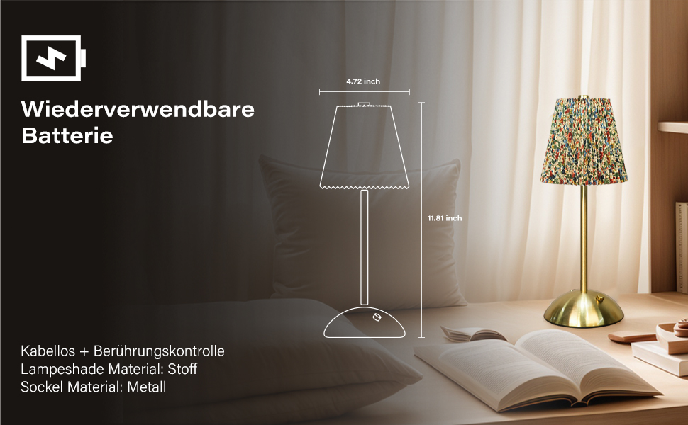 Світлодіодний настільний світильник бездротовий з димером, 3 режими кольору, акумуляторна лампа на стіл Kunterbunt B (2 шт.) для спальні, ресторану, читання