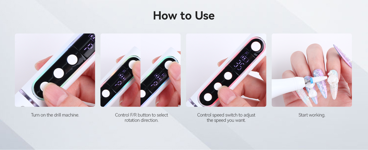 Електрична фрезер для нігтів Saviland 40000 об/хв, 12 в 1, професійний набір для манікюру та педикюру, USB, портативна, фіолетова