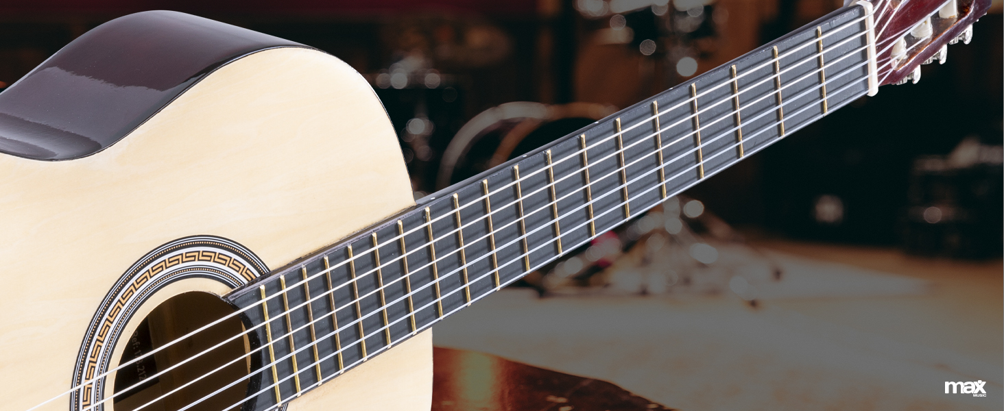 MAX SoloArt Акустична гітара 4/4 для початківців - Комплект з чохлом, тюнером, медіатором, ременем та аксесуарами