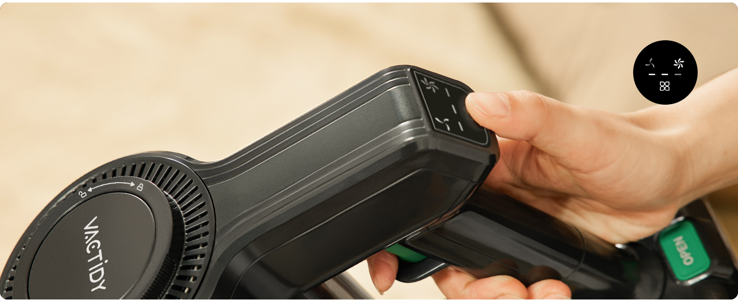 Бездротовий акумуляторний пилосос Vactidy V9 з LED-підсвічуванням, 30KPa, до 45 хвилин роботи, для видалення шерсті тварин, твердих поверхонь та килимів, чорний