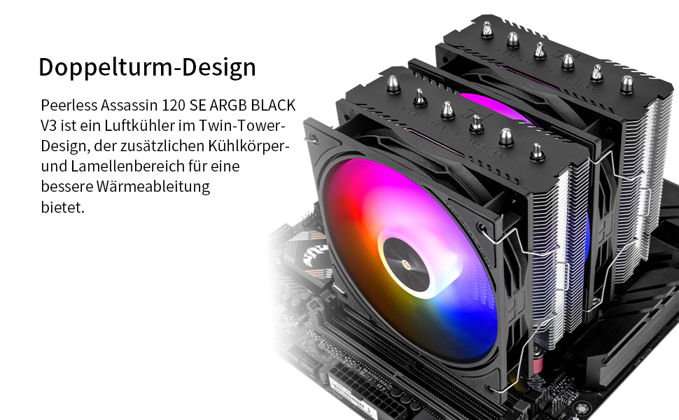 Охолоджувач процесора Thermalright Peerless Assassin 120 SE V3: 6 heatpipes, 2 вентилятори 120mm, AM5/LGA 1700/1851/115X/1200