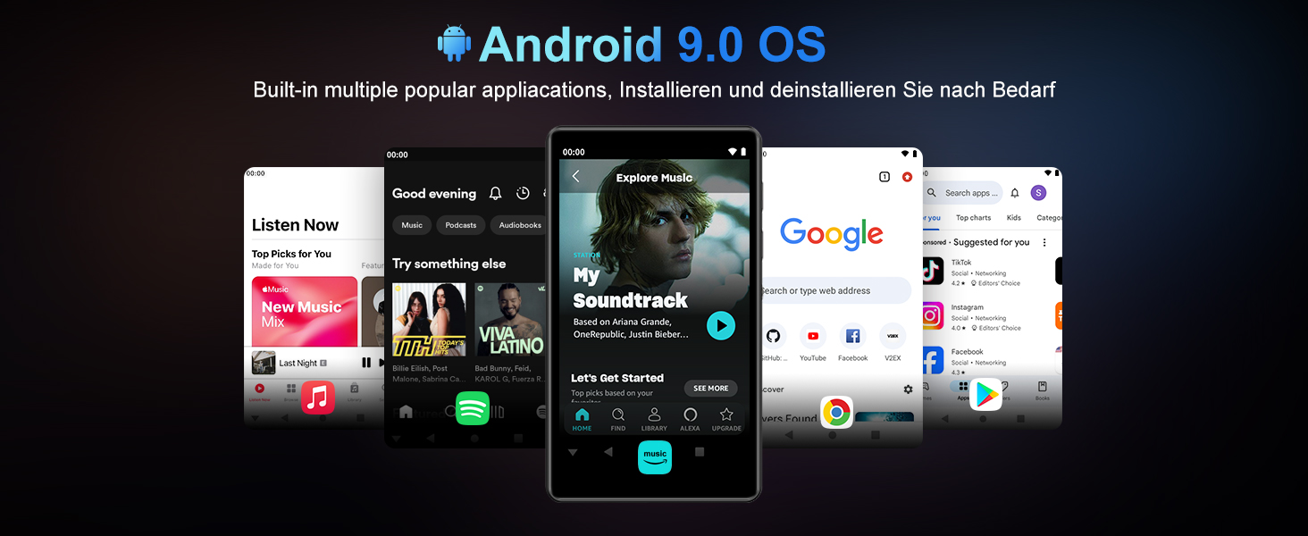 MP3 плеєр SWOFY 80GB з Bluetooth та WiFi, 4.0