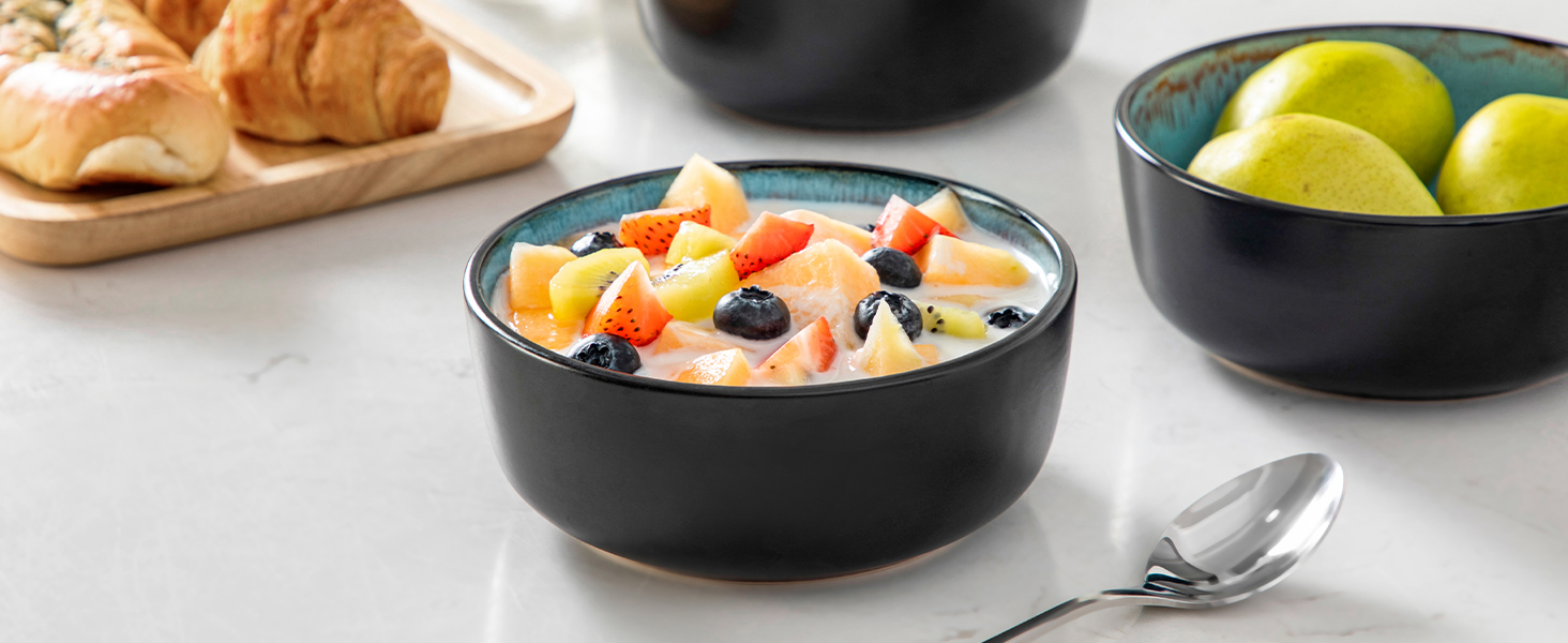 Набір тарілок Vancasso (6 шт.) Amber, 840 мл, для мюслі, супів, салатів, десертів, кераміка, блакитний колір