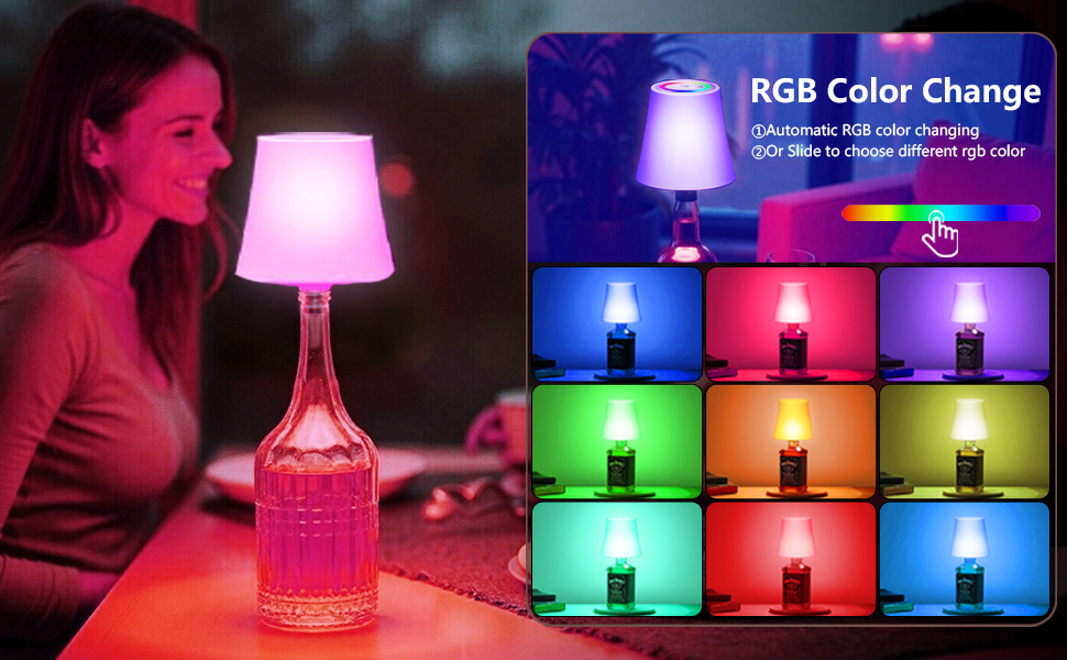 Настільна лампа LED акумуляторна бездротова 2 шт. з RGB підсвічуванням, димуванням, сенсорним керуванням, IP54 водонепроникна для спальні, вітальні, балкону