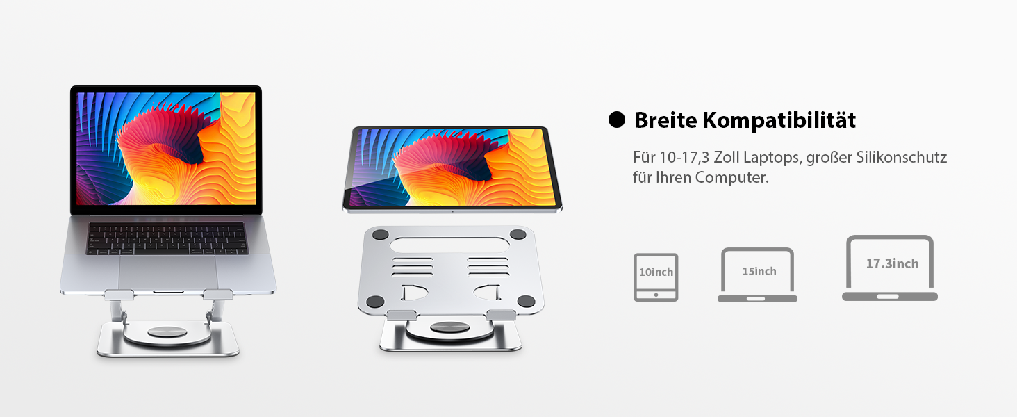 Підставка для ноутбука CreaDream, алюміній, 360° обертання, регульована, для 10-17