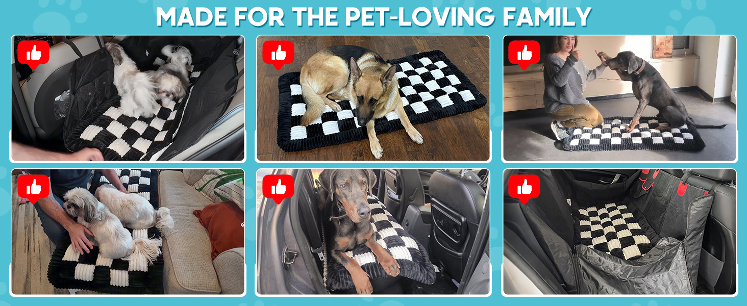 Килимок для собак у машину Loiion, захист заднього сидіння, чорно-білий, 127x62.5 см