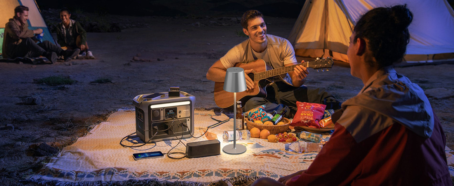 Набір з 2 бездротових настільних ламп LED з акумулятором, сенсорне регулювання яскравості, 3 режими кольору, USB-C зарядка для спальні, столу, кемпінгу (Чорний)