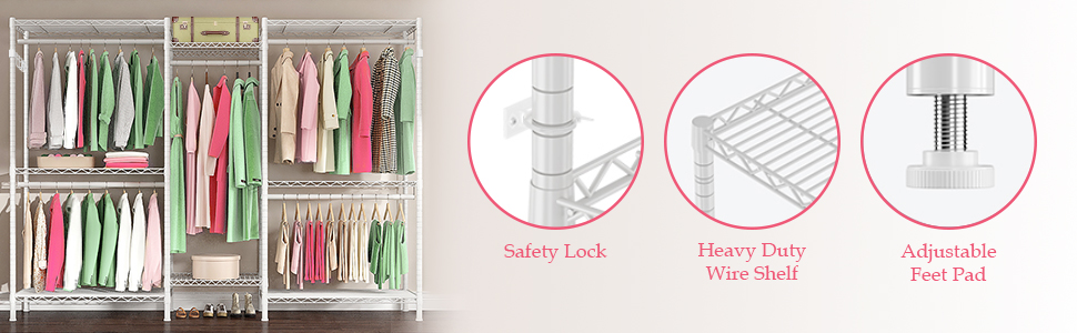 Металевий стійка для одягу з гачками, до 376 кг, 187 x 44 x 194 см, білий