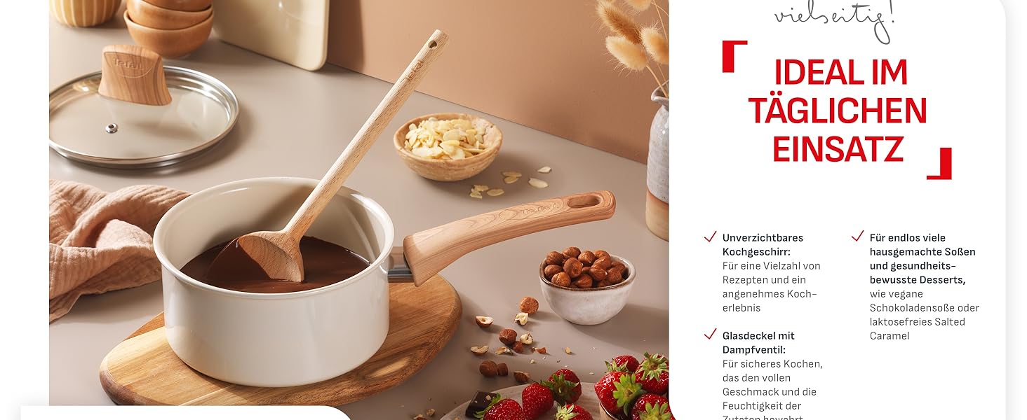 Набір посуду Tefal Cera Bright On 7 предметів: сковороди 20/24/28 см, каструля 16 см, каструля 24 см + кришки. Керамічне антипригарне покриття, алюмінієвий корпус (перероблений), індикатор нагріву Thermo Signal, для всіх типів плит, Бежево-сріблястий