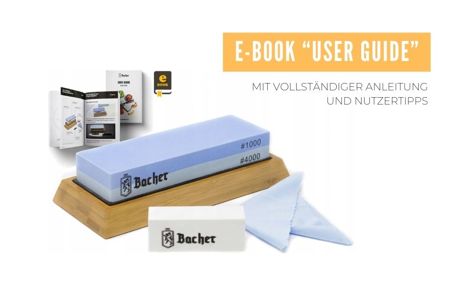 Набір точильних каменів Bacher Premium: 400/1000, з каменем для заточування та інструкцією. Точильні камені для ножів та інструментів