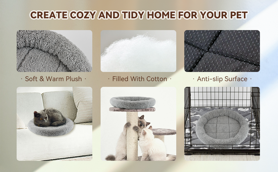 Кругле ліжко для котів PETLESO: м'яке котяче гніздо, діаметр 35 см, розмір 8x35x8 см