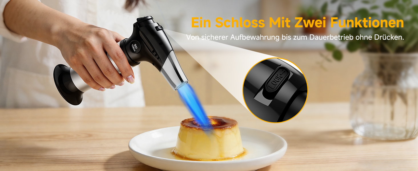 Кулінарний пальник Ankway для карамелізації та фламбування, газовий пальник для крем-брюле з замком безпеки, регульований, чорний (без бутану)