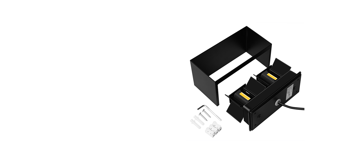 LED-водостійка настінна лампа Kingwen 4 шт. 20W, 3000K, IP65, чорний колір