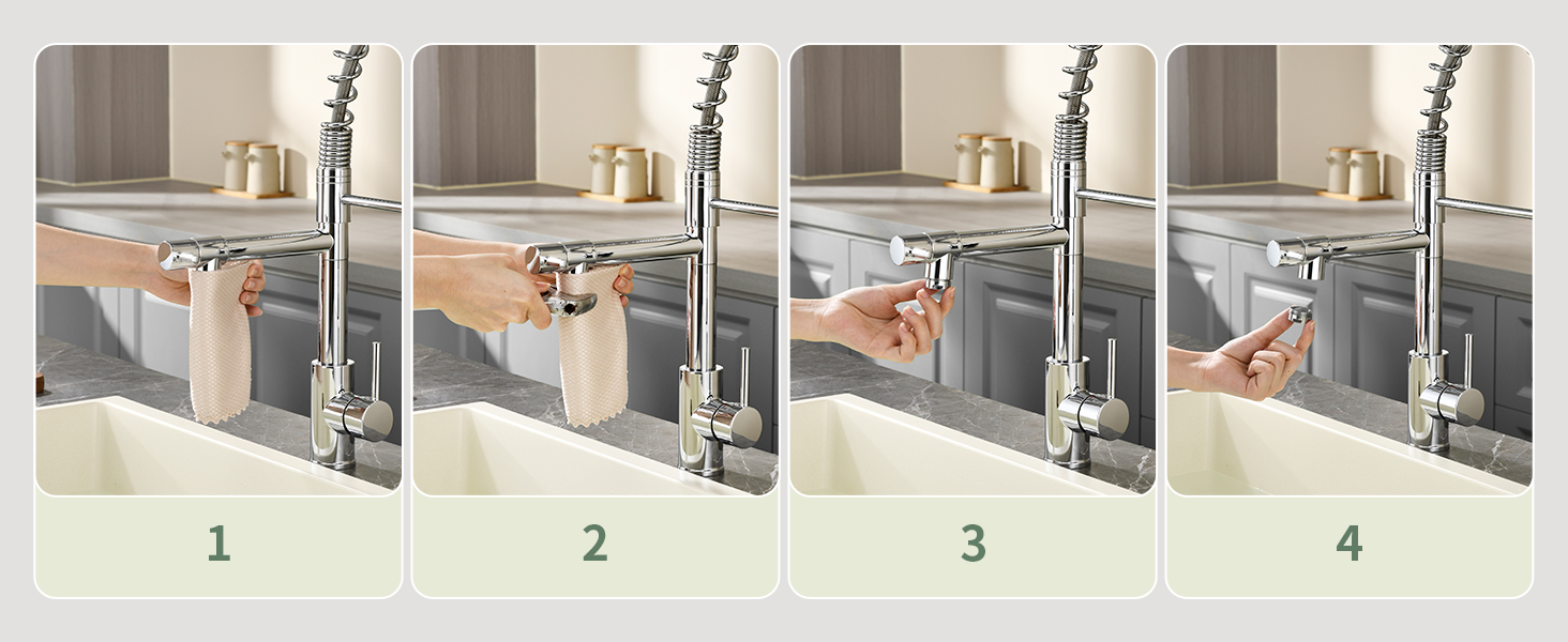 Кухонний змішувач з витяжною лійкою, 360° обертання, 2 режими, нержавіюча сталь, преміум-якість