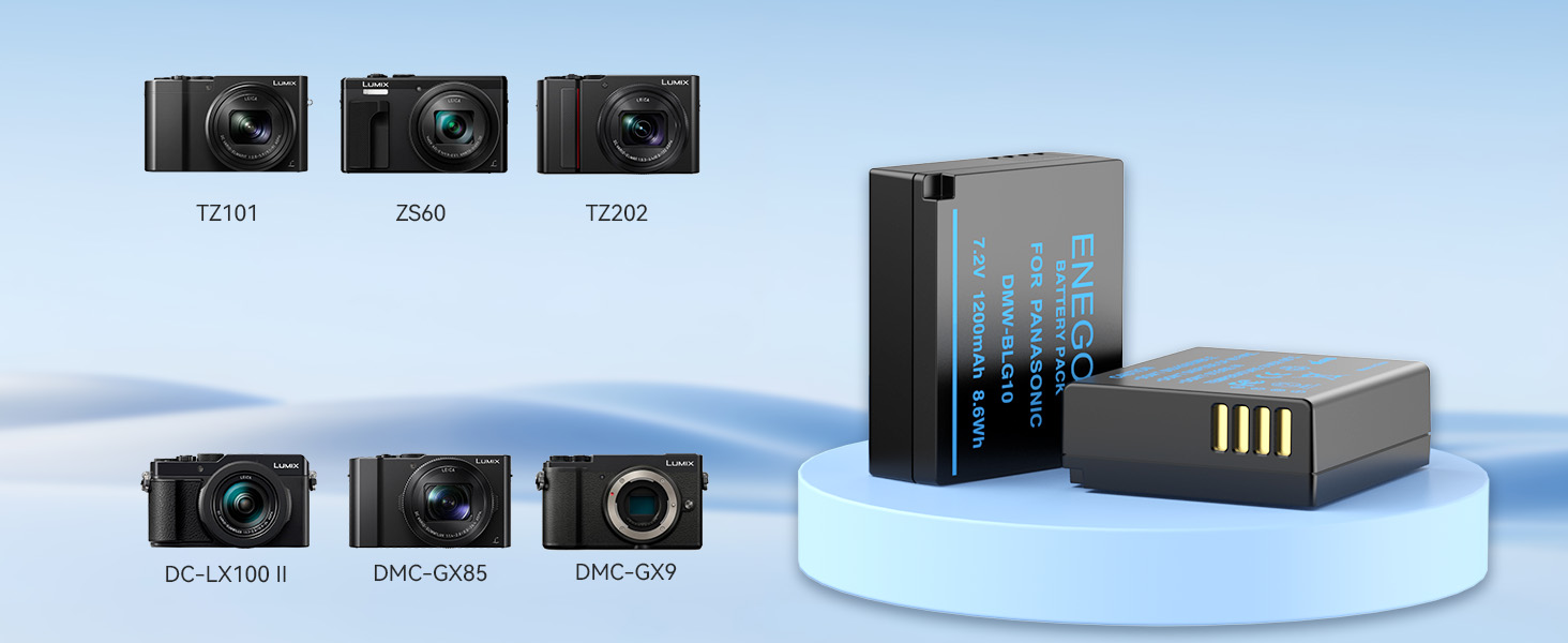 Акумулятор ENEGON DMW-BLE9/DMW-BLG10 для Panasonic Lumix (2 шт.) + USB-C зарядний пристрій з LCD дисплеєм