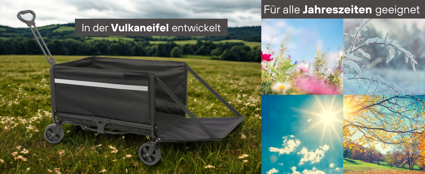 Візок-тележка Albatros Bollerwagen 120л складний: для кемпінгу, фестивалів, пікніків. З відкривачкою для пляшок, тримачем для напоїв та заднім відкриттям. З світловідбиваючими смугами.