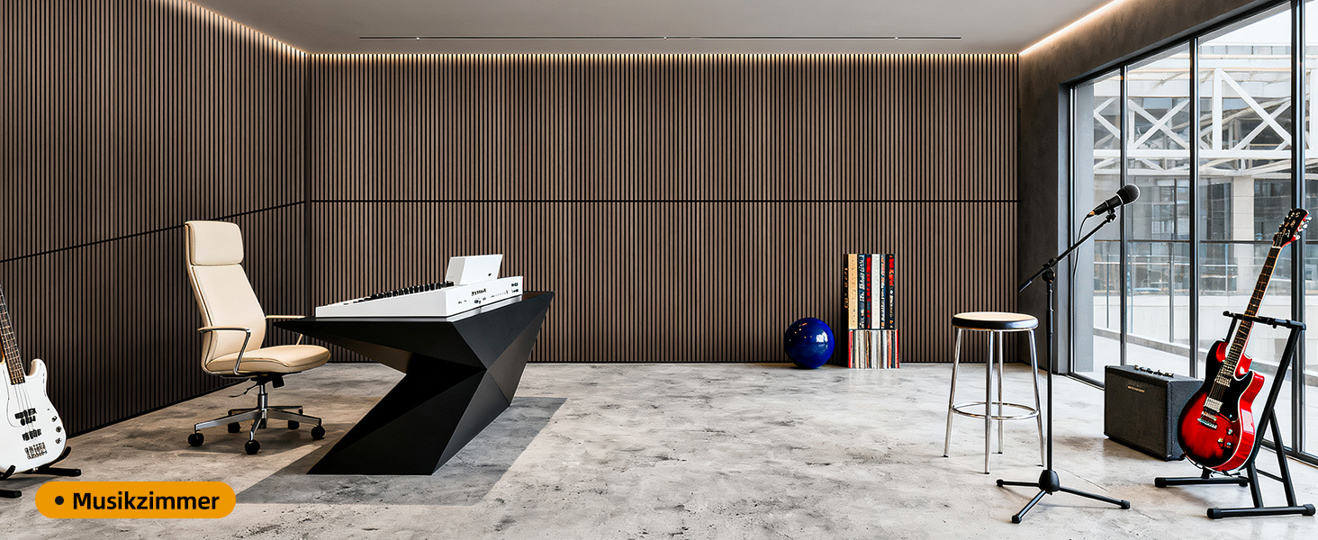 Акустичні настінні панелі JAMELO з шпоном дерева, самоклеючі 3D панелі для стін, стелі та дверей, колір горіх, 10 шт (30 x 15 x 1.2 см)