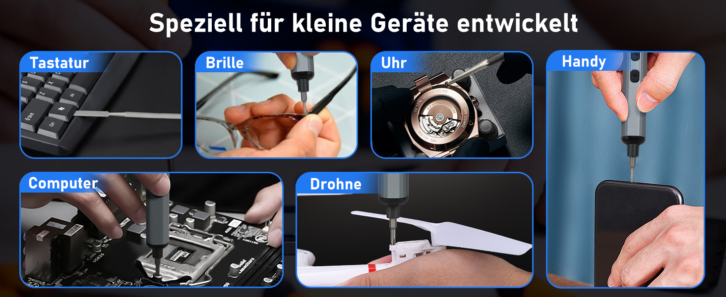 Електрична викрутка 70 в 1 з набором S2 біт, 4 LED, 200 RPM, для ремонту годинників, ПК, телефонів (срібно-чорний)