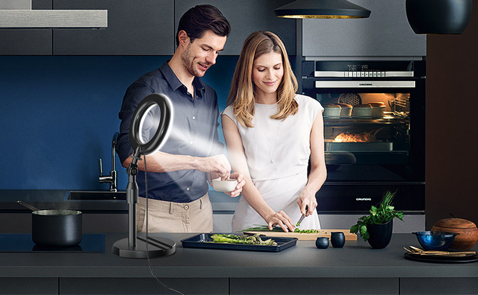 Кільцеве світло для столу з телескопічним штативом, Hola-світло для телефону, селфі, ноутбука, Zoom, відеодзвінків, макіяжу, TikTok та стрімінгу