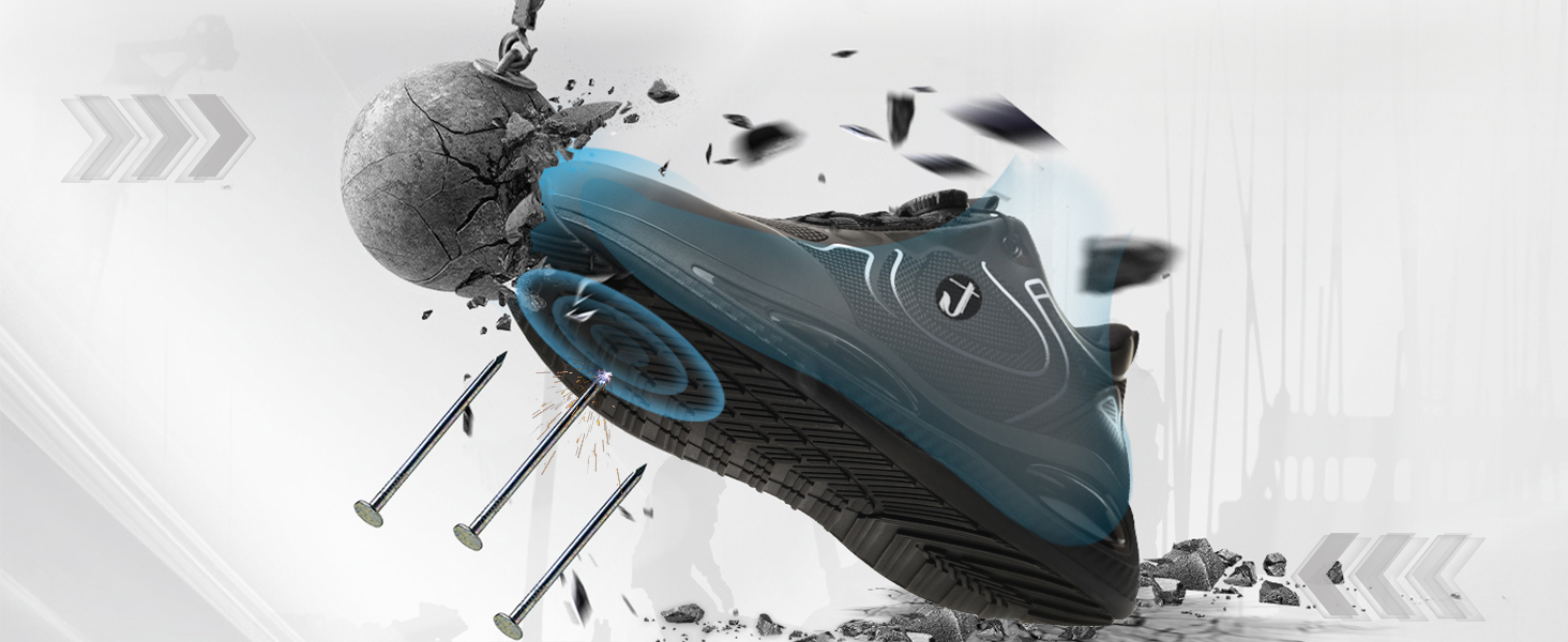 Черевики робочі, захисні: водонепроникні, легкі, спортивні, з металевим носком. Дихаючі, антиковзкі кросівки для чоловіків та жінок (45 EU, Чорний)