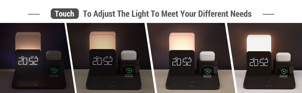 Бездротовий зарядний пристрій COLSUR 3 в 1: зарядка, нічник, будильник. Підходить для iPhone 16/15/14/13/12/11/X/8 Pro Max/Mini/Plus (Чорний)