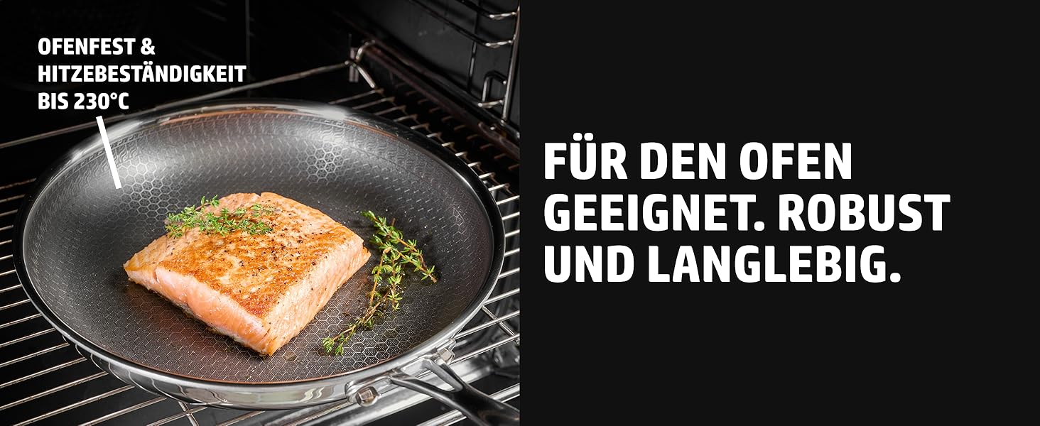 Сковорода HENSSELERS® 28 см - універсальна для всіх типів плит, антипригарне покриття, індукція, стійка до порізів та подряпин