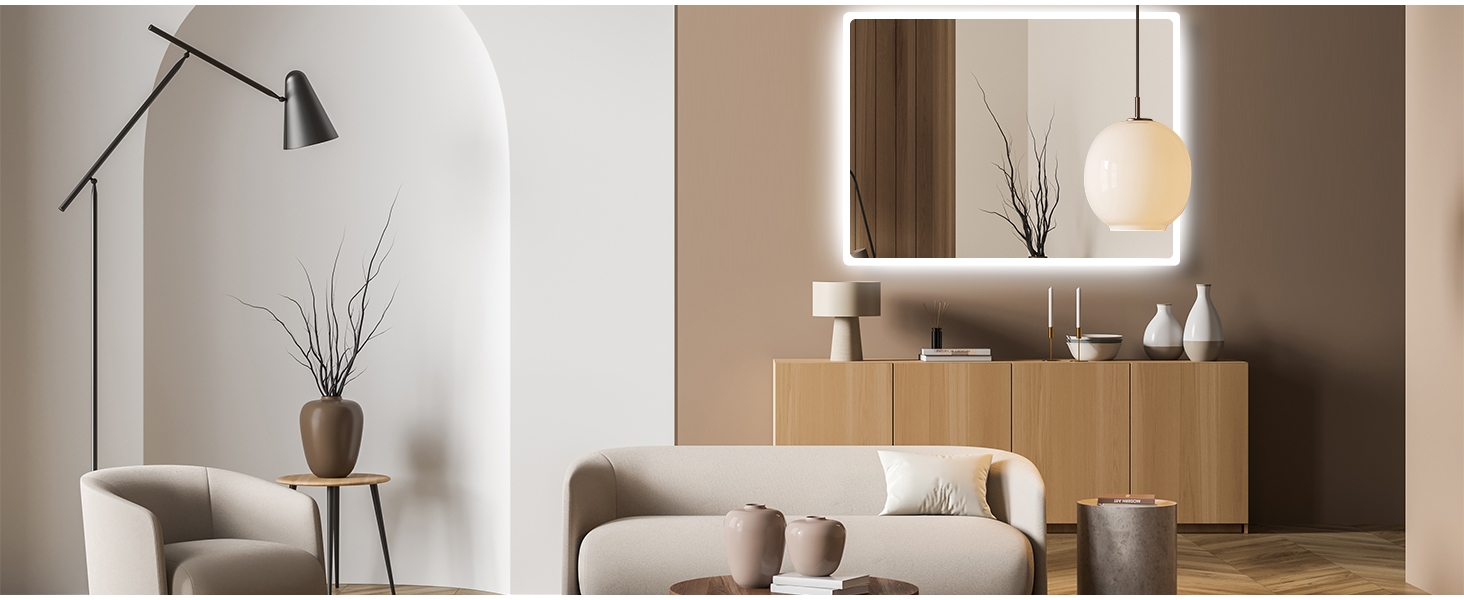 Дзеркало для ванної кімнати SONNI з підсвічуванням 60x40 см, LED, IP44, біле