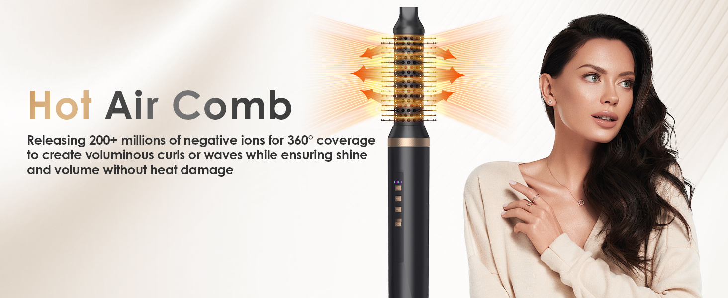 Набір для укладки Journeyside Airstyler: щітка-фен, плойка, випрямляч, 5 насадок, 1000W, чорний та золотий