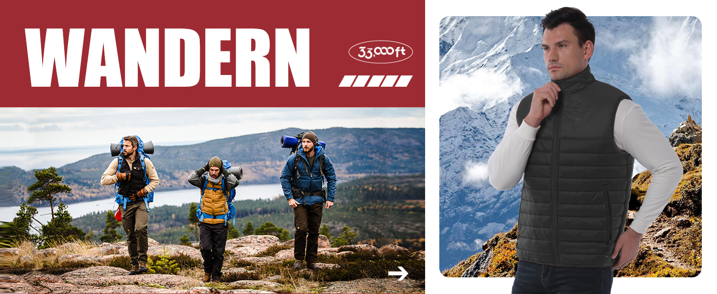 Стьобана жилетка для чоловіків 33000ft Outdoor з утеплювачем, гібридна спортивна жилетка з 5 кишенями, для походів та їзди на коні (Сірий, 4XL)