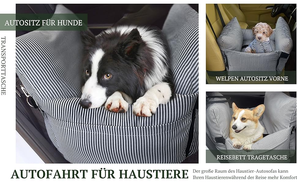 Підвищувач для автокрісла Johnear для собак до 30 кг, 2 в 1: ліжко та переноска, з кишенями та страхувальним ременем, 76x52x20 см