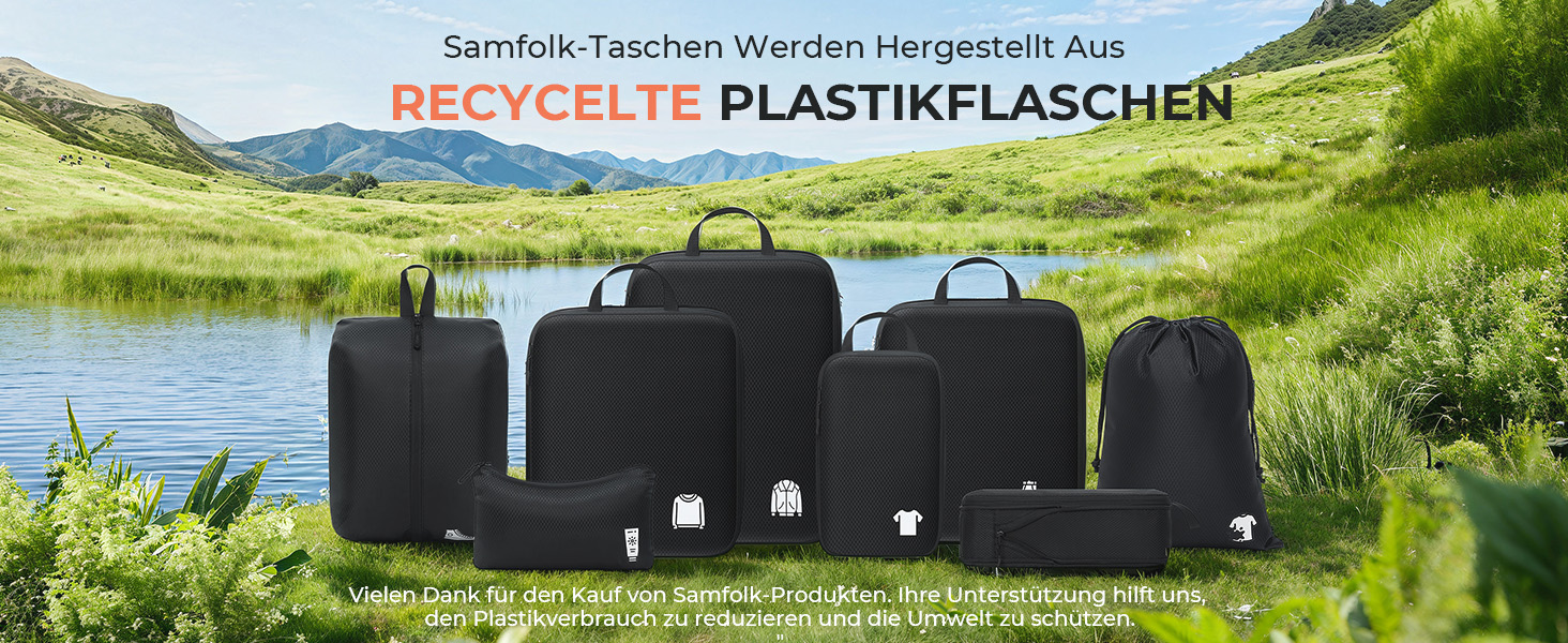 Набір кубиків-органайзерів для валізи (8 шт.) - кубики для подорожей, компресійні мішки, водонепроникні, чорні