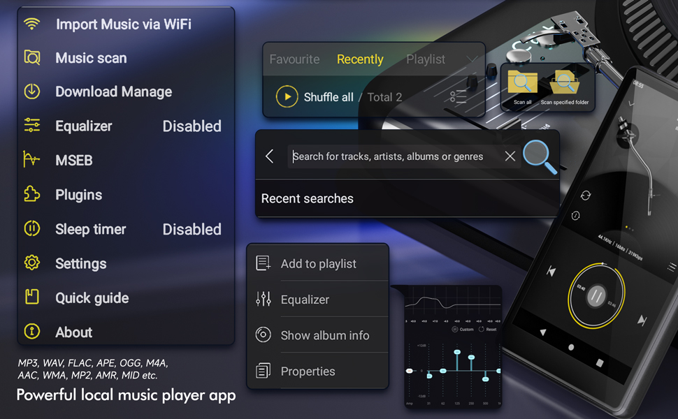 MP3 плеєр 163GB з Bluetooth, Spotify, WiFi, сенсорним екраном 4.5