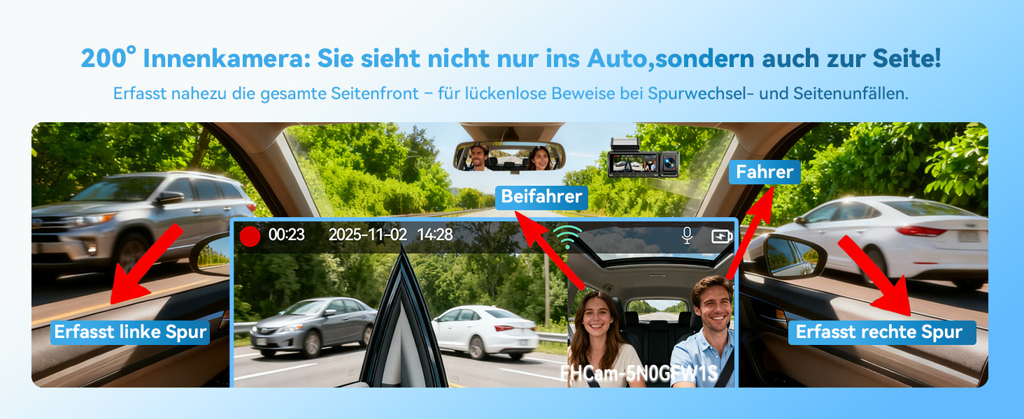 Автомобільний відеореєстратор 4K/1080P 4-канальний (передній, задній, внутрішні) з SD-картою 64ГБ, 3