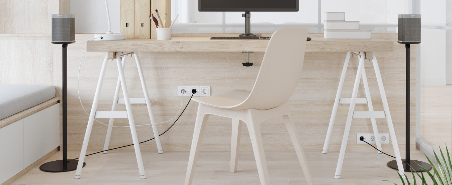 Підставка для колонок RICOO LH054-F (1 шт.) з кабельною організацією для Sonos One, One SL, Play:1. Стабільна підставка, бокс-фут, для колонок Sonos