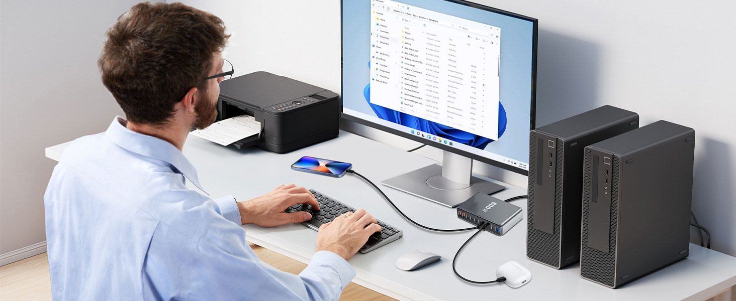 Зарядний пристрій GaN III 140W/100W USB-C 10-в-1, PD QC20W для MacBook, iPad, iPhone, HP, Samsung Galaxy та інших пристроїв