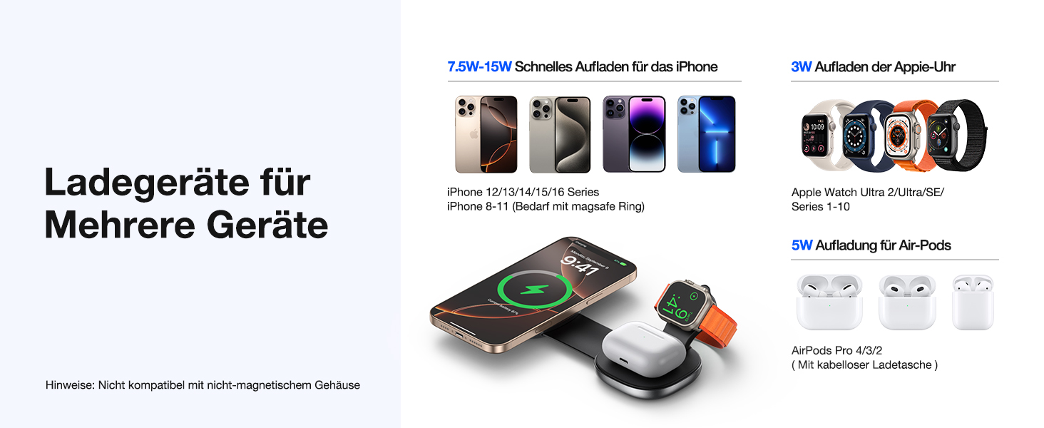 Бездротова зарядка 3-в-1 з MagSafe: для iPhone, Apple Watch, AirPods (20W)