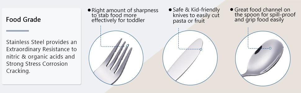 Набір дитячого столового приладдя EXZACT Kinderbesteck Set - 18 предметів з нержавіючої сталі для дітей від 2 років - безпечний, придатний для миття в посудомийній машині, з гравіюванням (6 виделок, 6 ножів, 6 ложок)