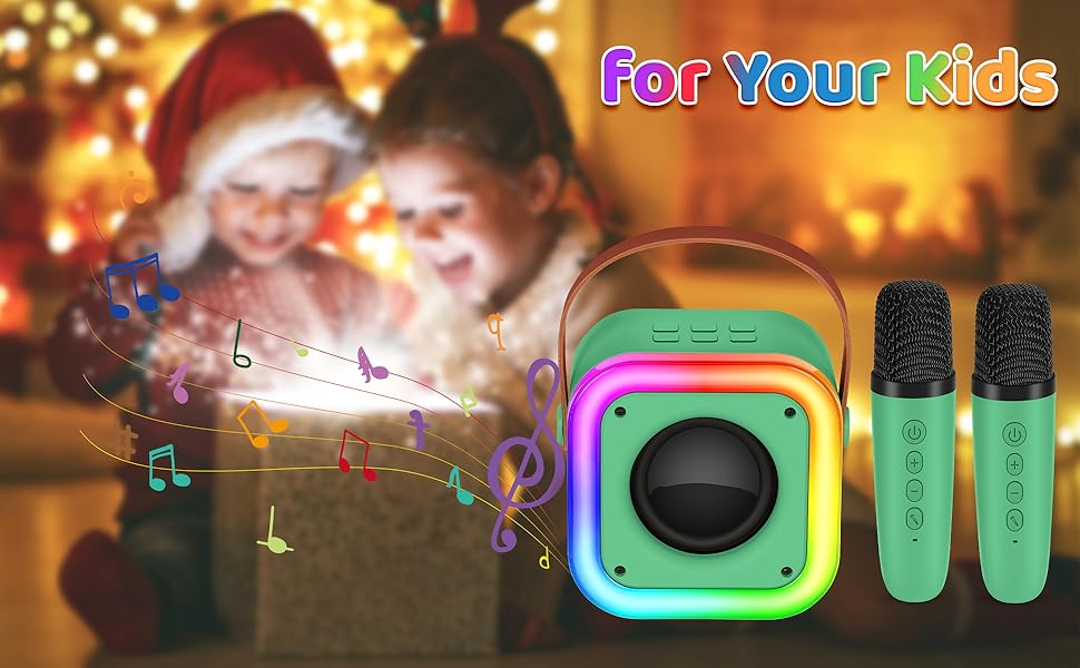 Караоке машина Spinosaurus для дітей з 2 мікрофонами, Bluetooth, LED-підсвічування, для віку 3-12 років