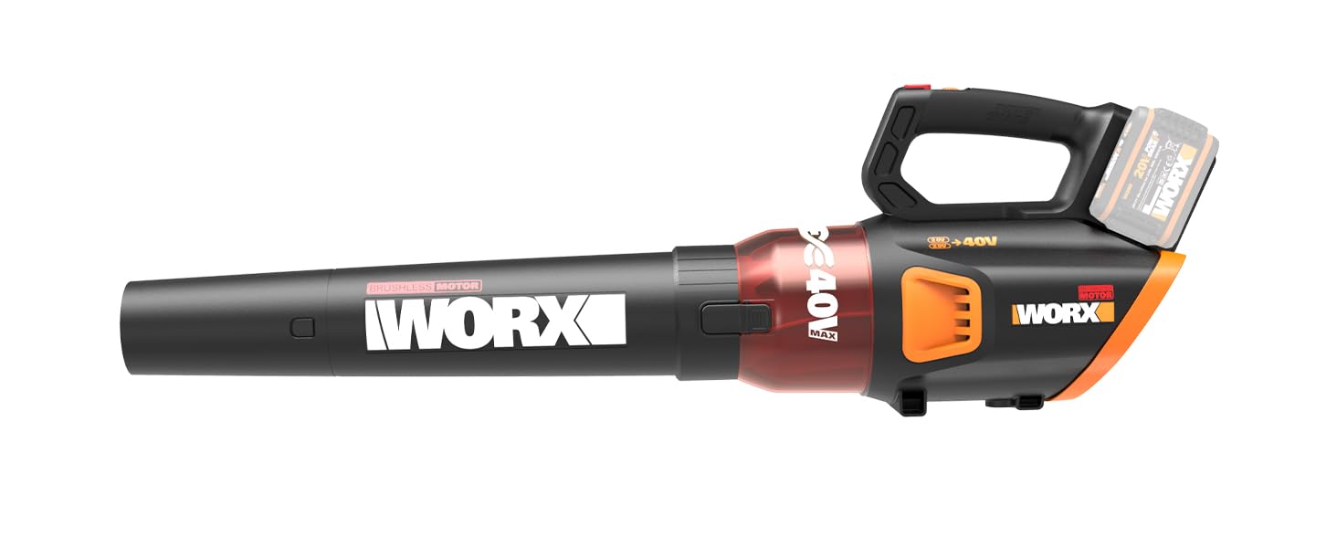Акумуляторний повітродув WORX WG584E.9 40В, безщітковий двигун, турбінна технологія, 145 км/год, 12 м³/хв, легкий, без акумулятора та зарядки, сумісний з PowerShare