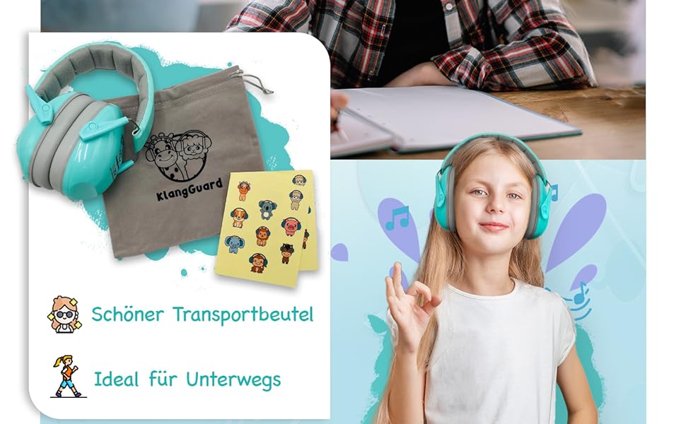 Навушники для дітей - захист від шуму, рожевий (м'ятно-зелений)