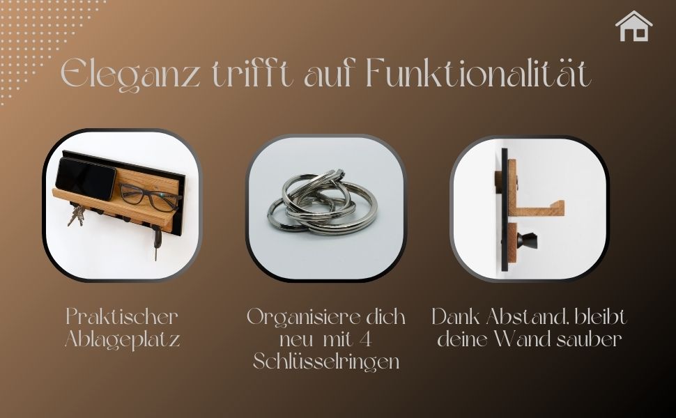 Сучасне ключниця Alakay з поличкою - блискуче дерев'яне ключниця чорного кольору для стильного зберігання ключів, підійде для дому чи офісу, практичне та елегантне