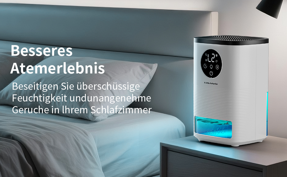 Електричний осушувач повітря 1600 мл, портативний, ультратихий, з автоматичним вимкненням та 7-кольоровим підсвічуванням для спальні, ванної кімнати та дому