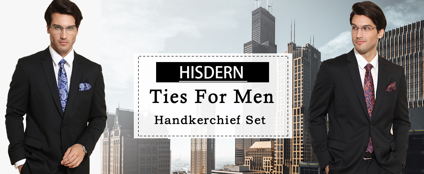 Чоловіча краватка HISDERN 160 см з кишеньковим хустиком. Набір для весілля, бізнесу. Шовкова краватка з квітковим принтом чорного та червоного кольорів.