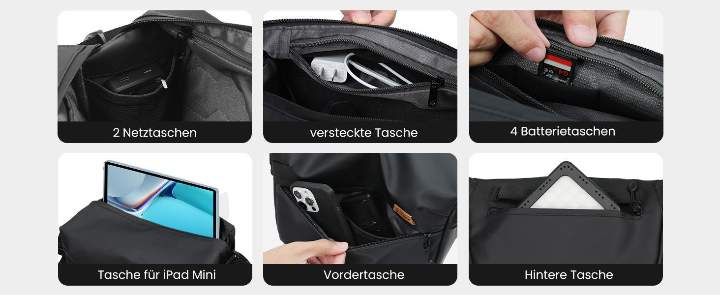 Сумка для камери TARION: водонепроникна сумка-слінг для DSLR, дзеркальної та SLR камер з перегородками для об'єктивів та аксесуарів