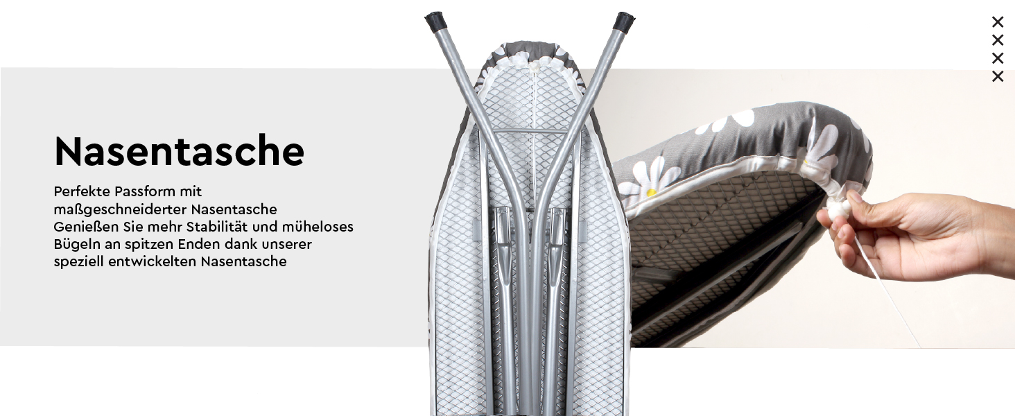 Чохол для прасувального столу Encasa XO з фетровою підкладкою 1 мм, посилений шнуром (підходить для стандартних прасувальних столів розміром 112x34 см), з тепловідбиваючим покриттям, з принтом - Сірі плитки M Сірі плитки