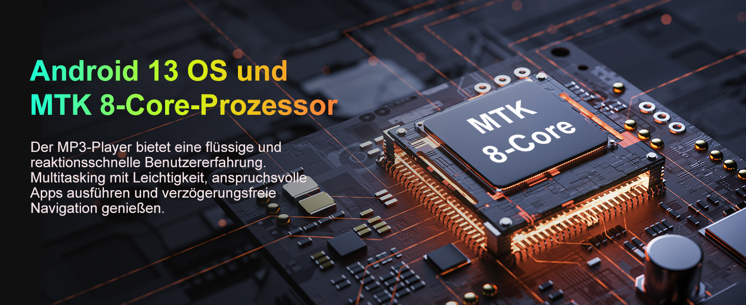 MP3 плеєр 96GB з Bluetooth, WiFi, Android 13, камерою та гучномовцем. Плеєр MP4 для Spotify, Kids, Audible, Amazon Music, Play Store - Чорний