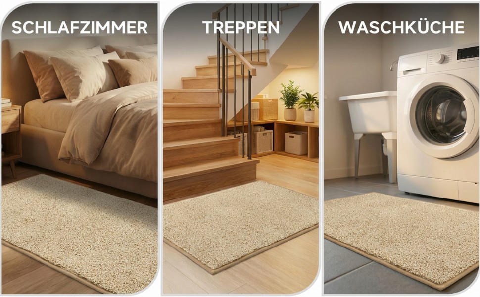 Килимок вхідний 50x80 см протибрудний для дому, антиковзаючий килим з мікрофібри з гумовою основою для передпокою, кухні та ванної, бежевий